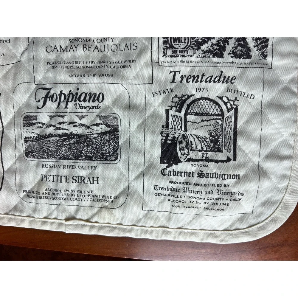 Vintage 1970's California Napa Wine Label‎ Quilted Placemats & Napkins Lot of 8